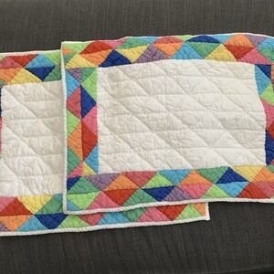 2 The Company Store Quilt Block Standard Pillow Shams‎ Pair